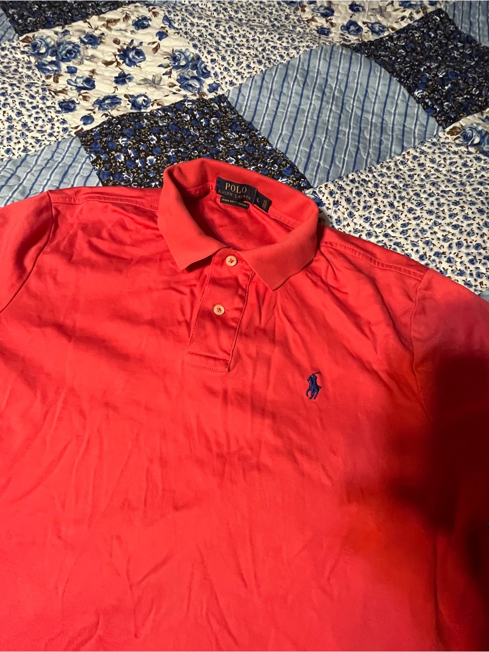 Ralph Lauren Polo Red Short-Sleeve Polo with Navy Pony Mens Large